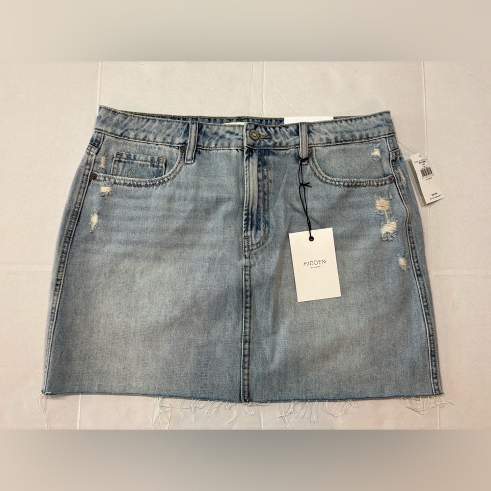 Hidden Denim Mini Skirt in Light Blue